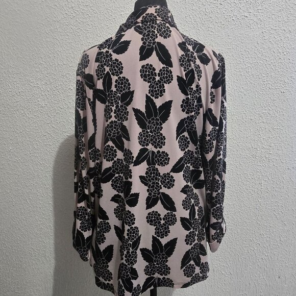 Karl Lagerfeld Paris Womens Floral Button-Up Blouse size L corporate grunge - Picture 7 of 10